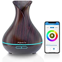 Los mejores  - WiFi Difusor Aromaterapia Alexa- Maxcio Humidificador Ultrasónico Aceites Esenciales 400ml 7-Color LED 2 Modos de Nieble…